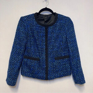 J. Crew Tweed Cropped Woven Textured Blazer Suit Jacket - Collarless Textured